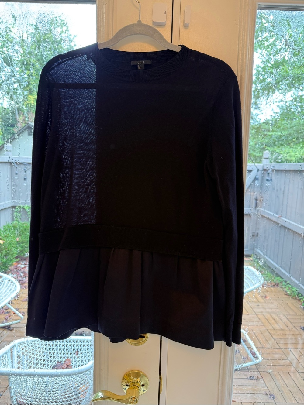 COS Black Peplum-Style Long Sleeve Top